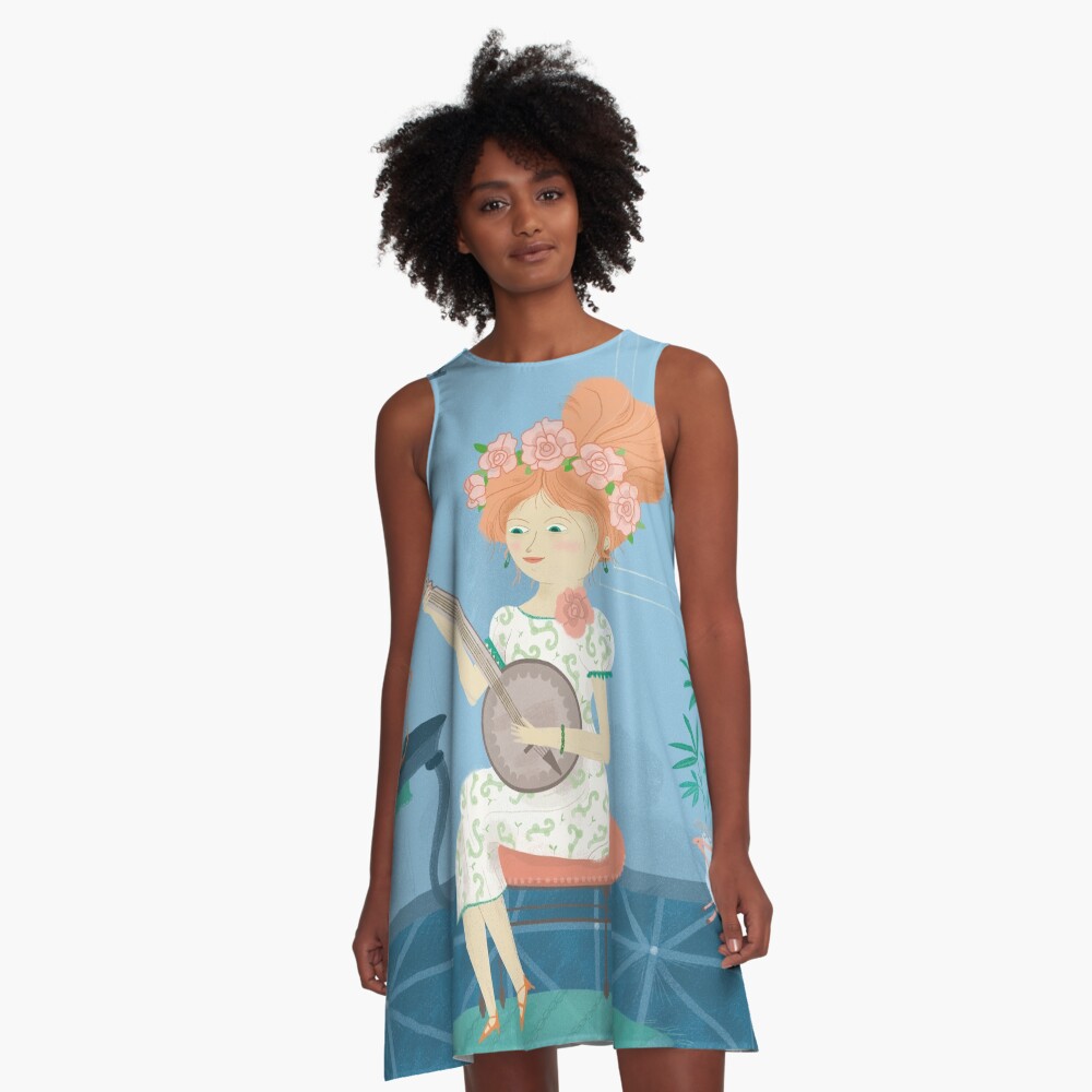 Vista previa del artículo con la obra «Vestido acampanado», diseñado y vendido por beabgv.