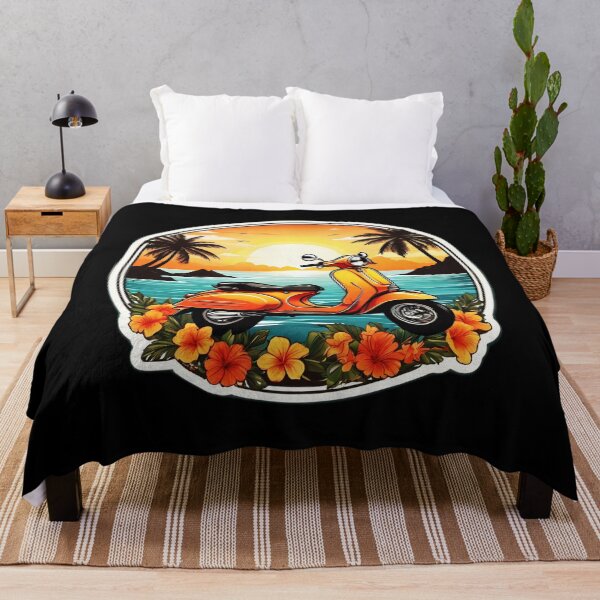 Item preview, Vintage Bike at Sunset by the Ocean with Hawaii Orchids designed and sold by NautiChic.