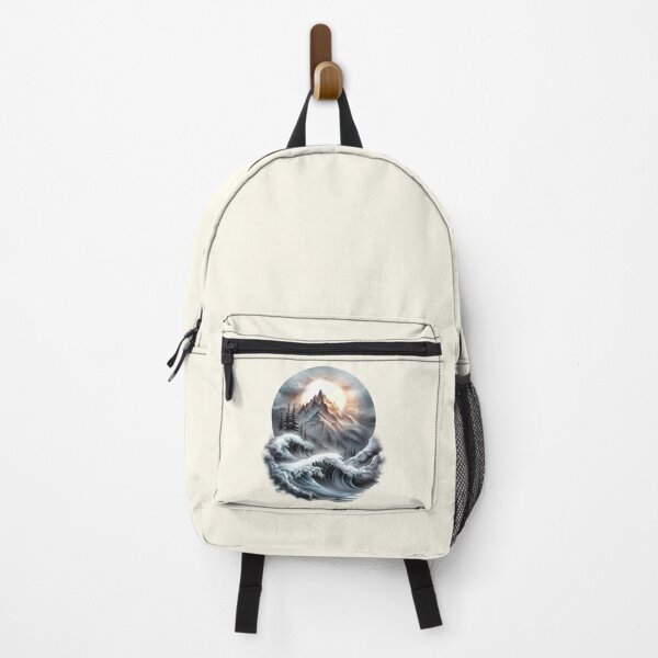 Item preview, Moonlit Mountain Majesty with Cascading Waves Art Print designed and sold by RuyaFab.