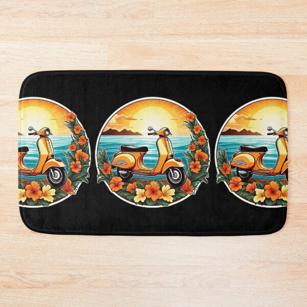 Item preview, Vintage Motorbike at Sunset by the Ocean with Hawaii Orchids designed and sold by NautiChic.
