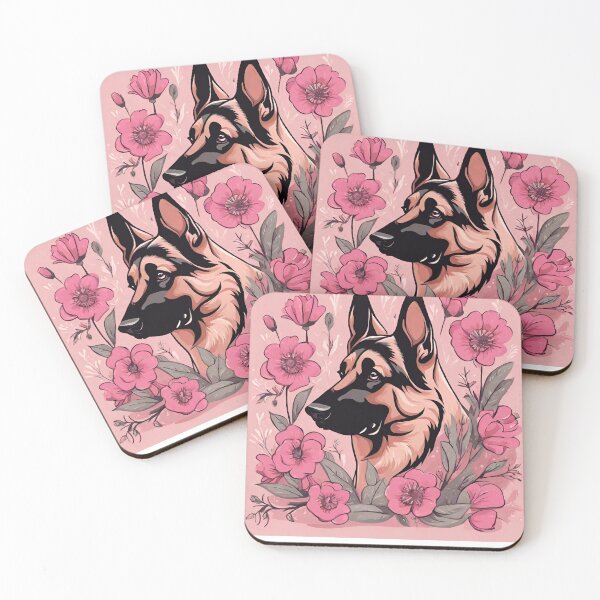 Item preview, German Shepherd Dog and Pink Flowers designed and sold by GoodyPaws.