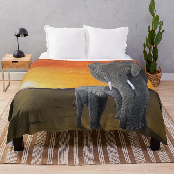 Item preview, My Acrylic Painting of Elephants at Sunset in Africa designed and sold by mikzart.