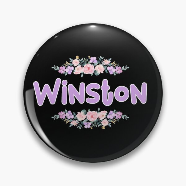Artikelvorschau, Lila Blumen-Winston-Namensschild (schwarz) entworfen und verkauft von NormadWorld.
