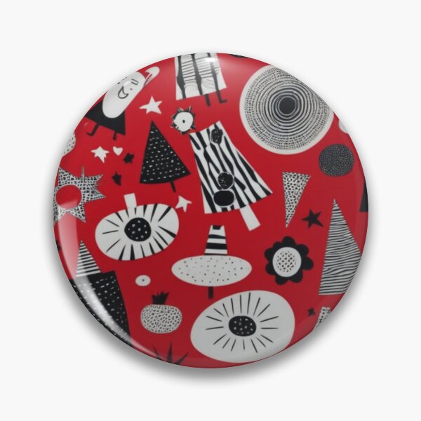 Item preview, RogerPattern -  "Red Background with Black and White Designs" designed and sold by RogerPattern.