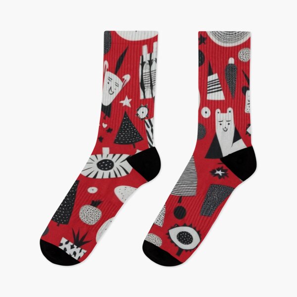 Item preview, RogerPattern -  "Red Background with Black and White Designs" designed and sold by RogerPattern.