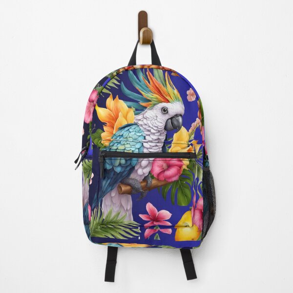 Item preview, Tropical happiness with a colorful parrot on night blue designed and sold by coloursforkids.