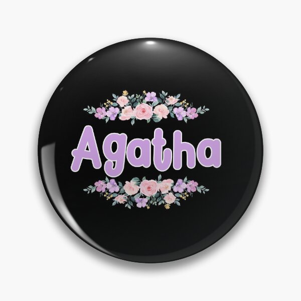Item preview, Etiqueta con el nombre de Agatha, flor morada (negra) designed and sold by NormadWorld.