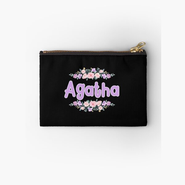 Aperçu de l'œuvre Étiquette de nom Agatha fleur violette (noir) créée et vendue par NormadWorld.