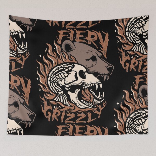 Item preview, Fiery Grizzle Bear hand drawing illustration vector graphics art designed and sold by CropWear.