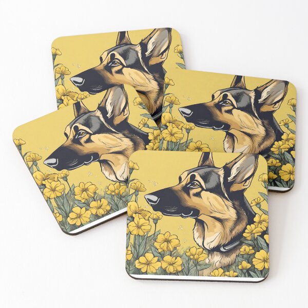 Item preview, German Shepherd Dog and Yellow Flowers designed and sold by GoodyPaws.