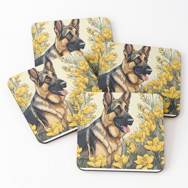 Item preview, German Shepherd Dog and Yellow Flowers designed and sold by GoodyPaws.