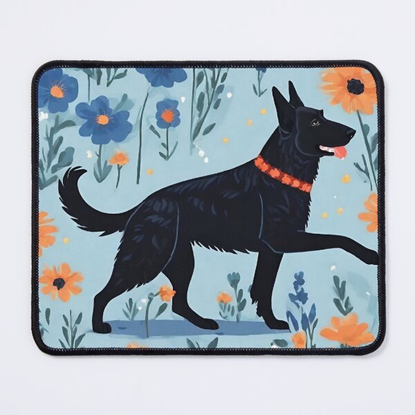 Item preview, German Shepherd Dog and Blue Flowers designed and sold by GoodyPaws.