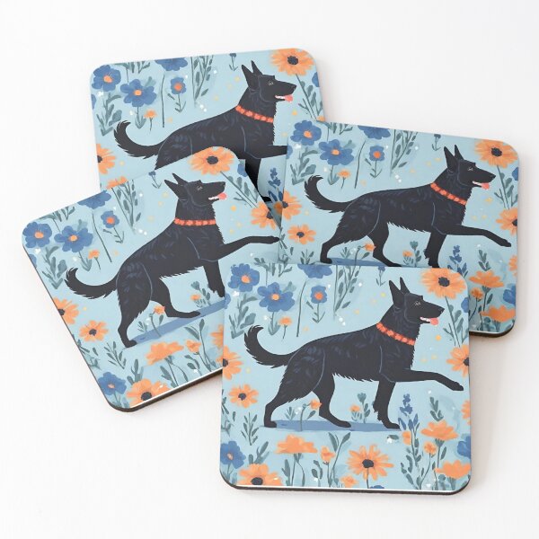 Item preview, German Shepherd Dog and Blue Flowers designed and sold by GoodyPaws.