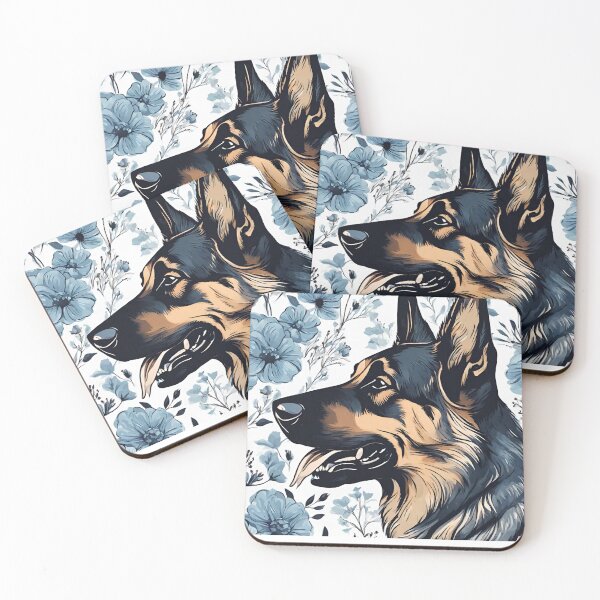 Item preview, German Shepherd Dog and Blue Flowers designed and sold by GoodyPaws.