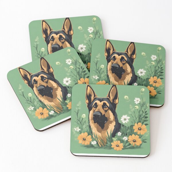 Item preview, German Shepherd Dog and Flowers designed and sold by GoodyPaws.