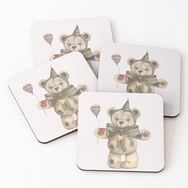 Item preview, Watercolor illustration of a teddy bear with a balloon designed and sold by Oleksandra Yurchenko.