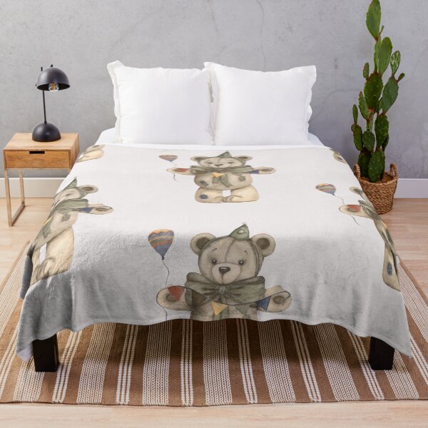 Item preview, Watercolor illustration of a teddy bear with a balloon designed and sold by Oleksandra Yurchenko.