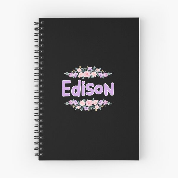 Item preview, Purple Flower Edison Name Label (Black) designed and sold by NormadWorld.