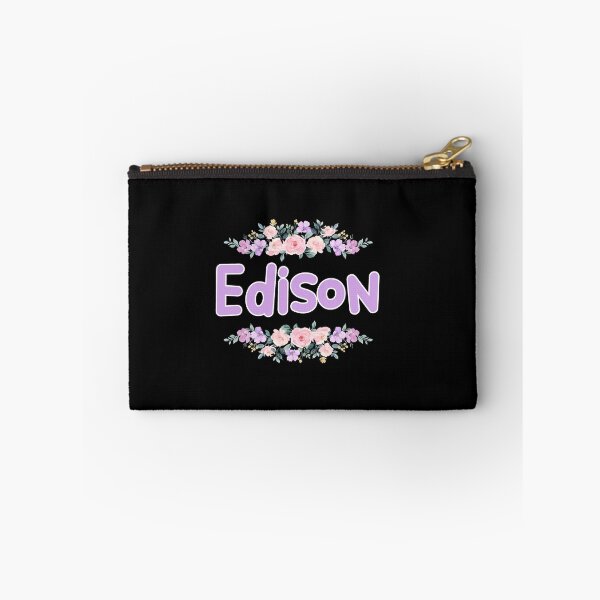 Item preview, Purple Flower Edison Name Label (Black) designed and sold by NormadWorld.