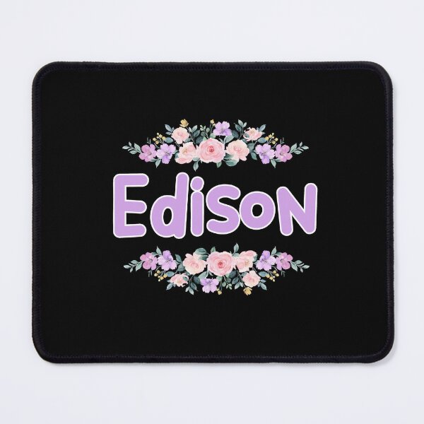 Item preview, Purple Flower Edison Name Label (Black) designed and sold by NormadWorld.