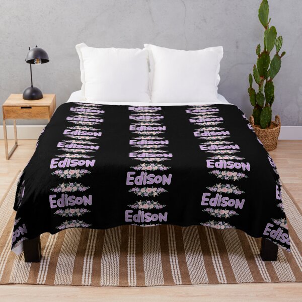 Item preview, Purple Flower Edison Name Label (Black) designed and sold by NormadWorld.