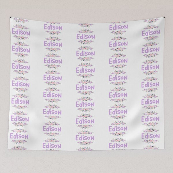 Item preview, Purple Flower Edison Name Label designed and sold by NormadWorld.