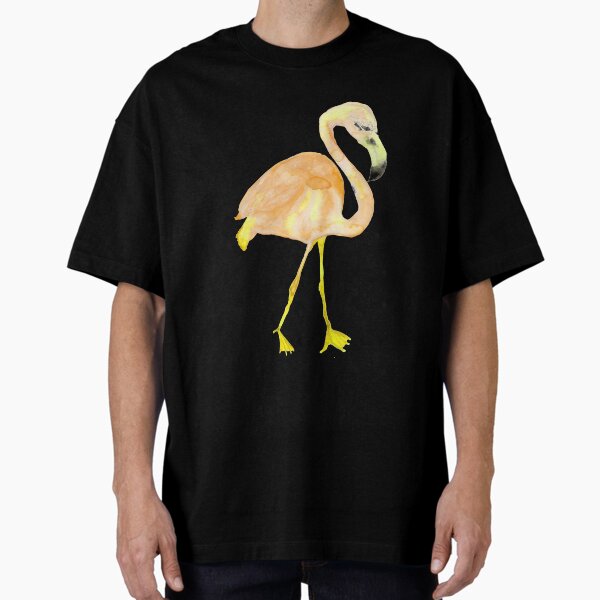 Yellow Watercolor Flamingo Oversized T-Shirt