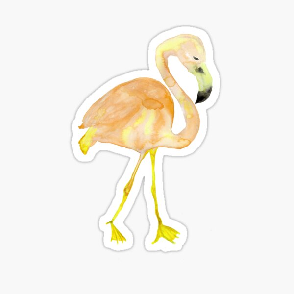 Yellow Watercolor Flamingo Sticker
