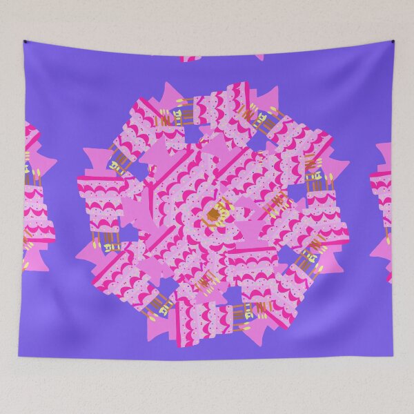 Item preview, Pink Cake with Candles and Frosting - Hand-drawn designed and sold by Victoria Rose.