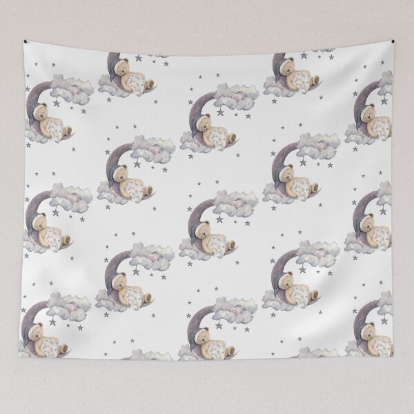 Item preview, Sleeping teddy bear on the moon designed and sold by Oleksandra Yurchenko.
