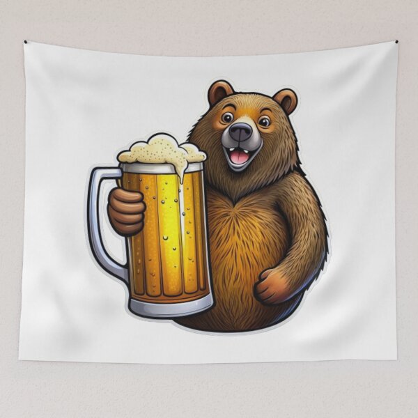 Item preview, Cute bear holding beer designed and sold by catcraftss.