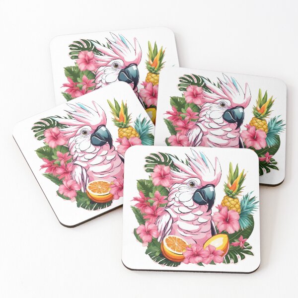 Item preview, Tropical happiness, light pink bird graphic, ananas and mango designed and sold by coloursforkids.