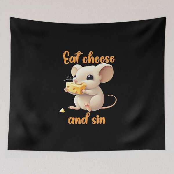 Item preview, Eat cheese and sin Cute mouse sticker designed and sold by S-ZYBI.