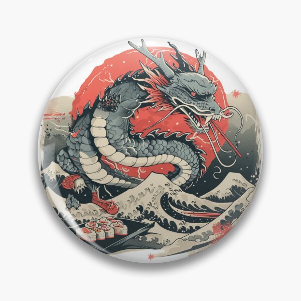 Item preview, Retro Dragon with Sushi and Chopsticks designed and sold by MailuDesigns.