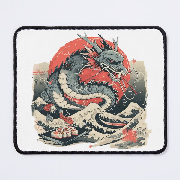 Item preview, Retro Dragon with Sushi and Chopsticks designed and sold by MailuDesigns.