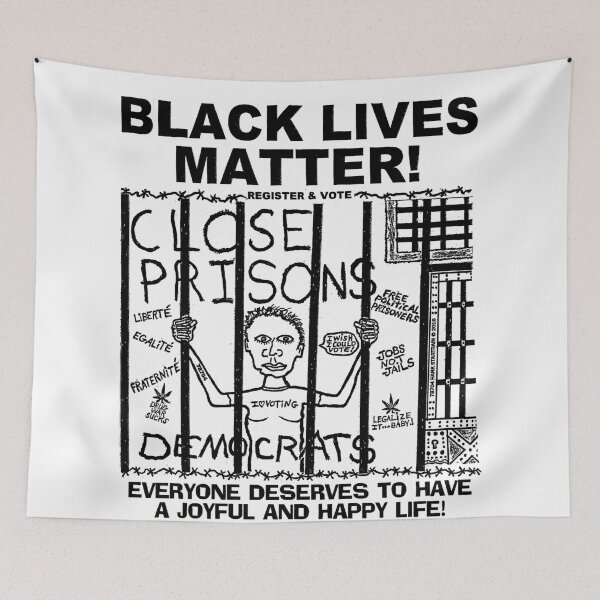 Item preview, BLACK LIVES MATTER ~ A JOYFUL LIFE ~ CLOSE PRISONS ~ (V-4-110) designed and sold by RodeoMalibu.