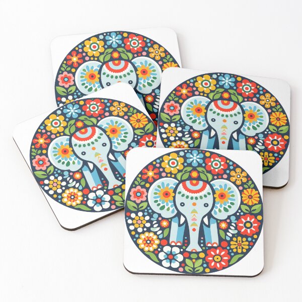Item preview, Scandinavian Folk Art Elephant by heidiannemorris ©️  designed and sold by FOLK ART FUSION by heidiannemorris.