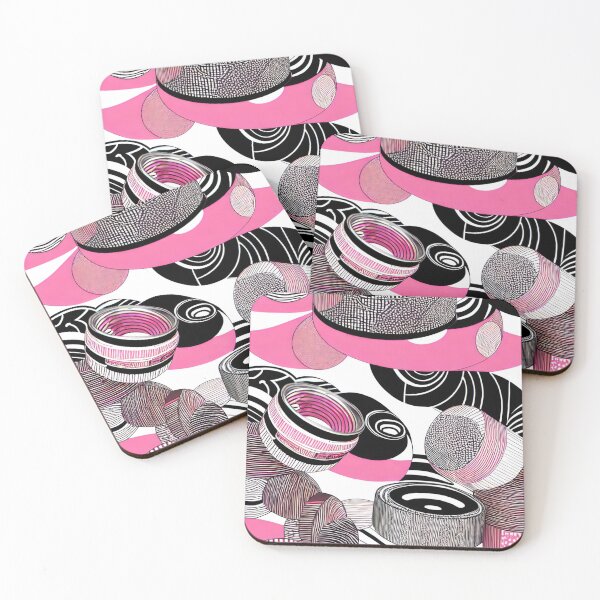 Item preview,  Pink, white and black striped retro pattern by CallisC Arts⭐⭐⭐⭐⭐ designed and sold by CallisC-Arts.