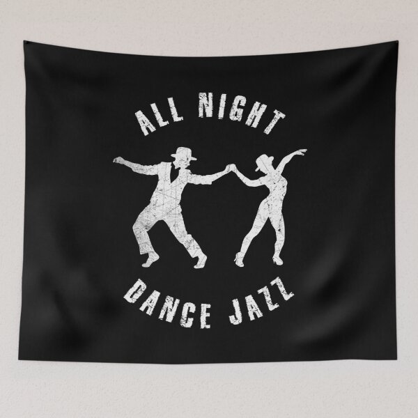 Item preview, White silhouette of a couple in hats dancing jazz designed and sold by HarridanCreates.