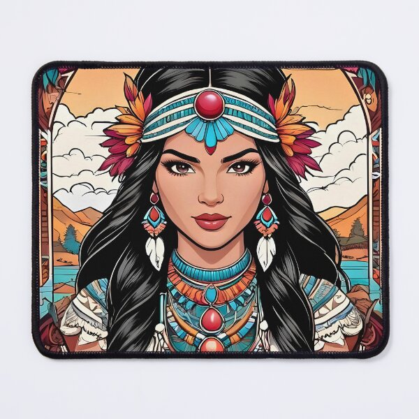 Item preview, Pocahontas Native American retro vintage floral cartoon design designed and sold by BorgSpareParts.