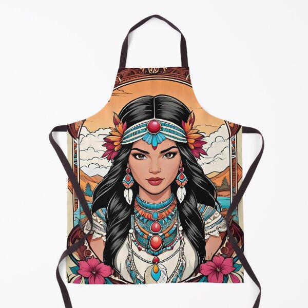 Artikelvorschau, Pocahontas Indianer-Retro-Vintage-Blumen-Cartoon-Design entworfen und verkauft von BorgSpareParts.