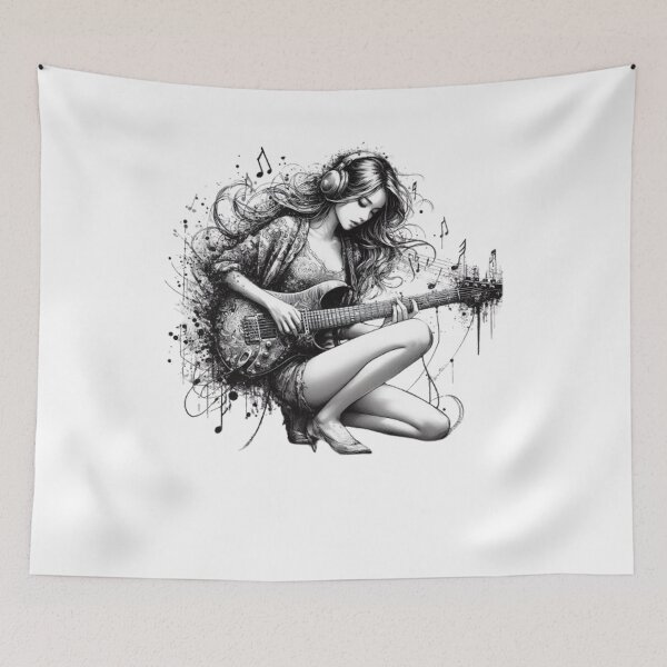 Item preview, “Electric Harmonies: The Guitarist and his Bewitching Riffs” designed and sold by CHRIST5000.