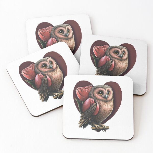 Item preview, Whimsical Wings of Love: The Owl and the Red Tulips designed and sold by jgvisualarts.