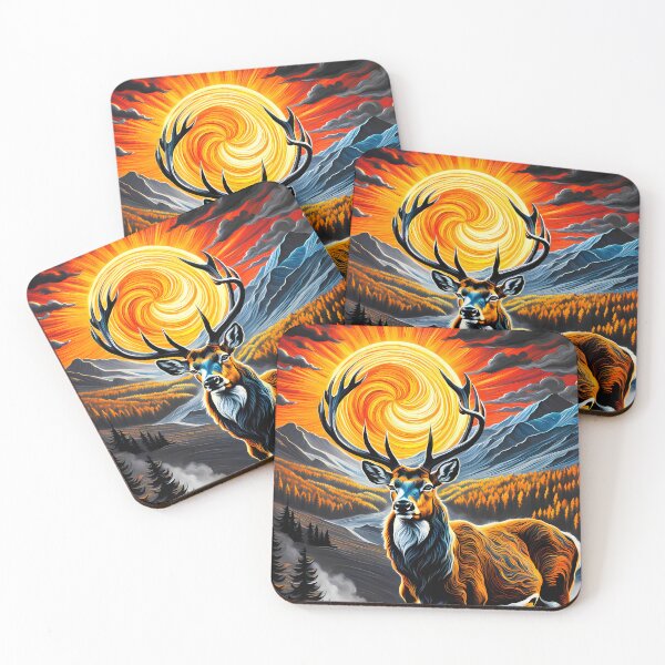 Item preview, Deer Against a Swirling Sun, Ai Generated Art  designed and sold by ACC .