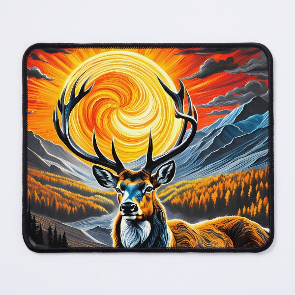 Item preview, Deer Against a Swirling Sun, Ai Generated Art designed and sold by ACC .