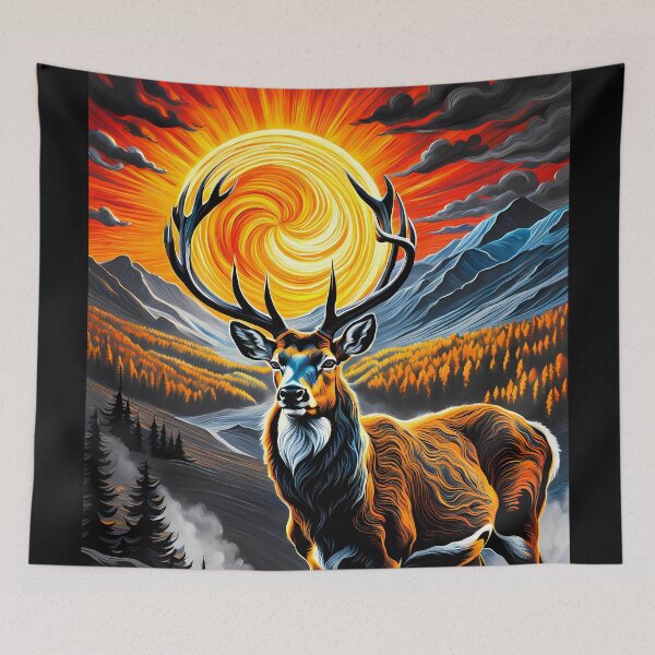 Item preview, Deer Against a Swirling Sun, Ai Generated Art  designed and sold by ACC .