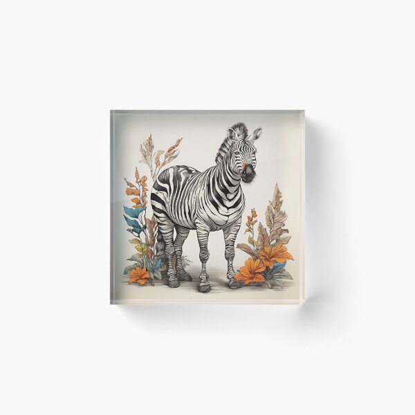 Item preview, Floral Zebra Drawing designed and sold by PolygonPinnacle.