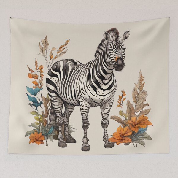 Item preview, Floral Zebra Drawing designed and sold by PolygonPinnacle.