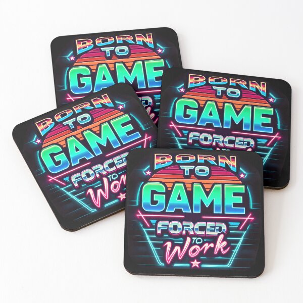 Item preview, Born To Game, Forced To Work, typography, retro designed and sold by maxmaj.