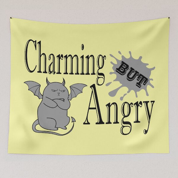 Item preview, Charming but angry little devil cat funny quote designed and sold by CutieBlue.